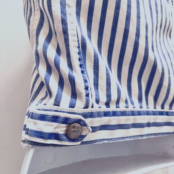 Topshop MOTO Women's Size 2-Striped Distressed Denim Sleeveless Vest-White/Blue - Picture 12 of 14